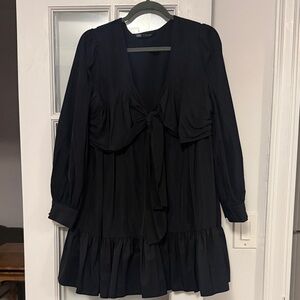Zara Black Dress with Front Tie